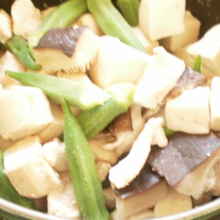 オクラと高野豆腐の干し椎茸煮